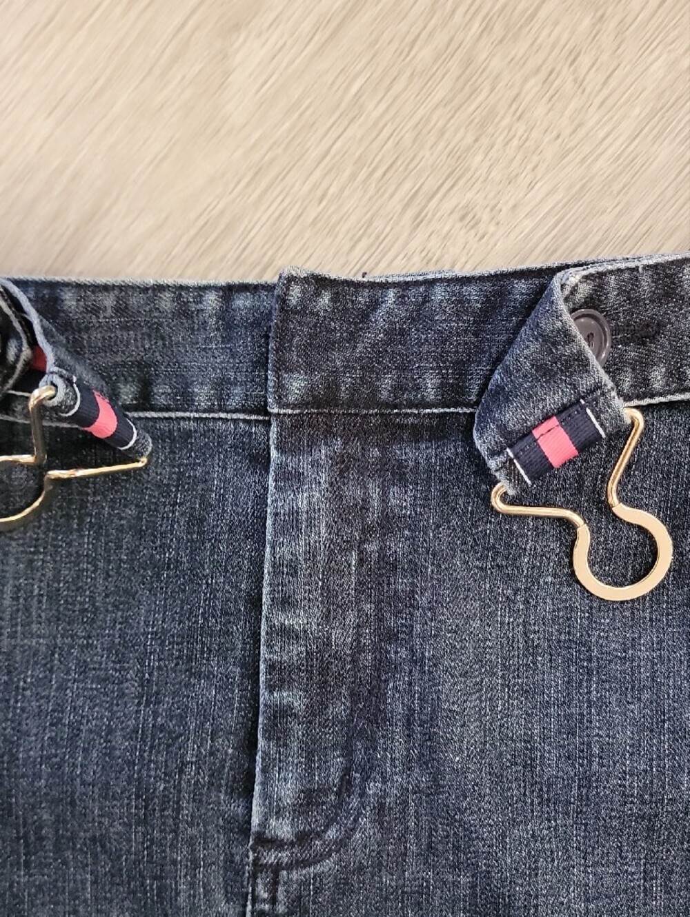 Talbots Blue Denim Mini Skirt with Stripe Waist Detail - Picture 9 of 10